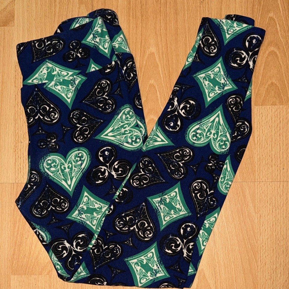 Polaris Navy Blue and Green Patterned Leggings